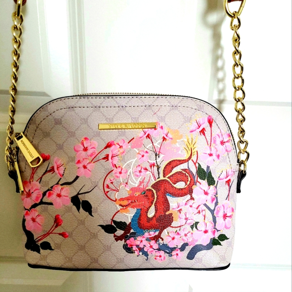 Rare Dragon Sakura Cherry Blossom Japan Edition Dome Crossbody Bag Handbag.